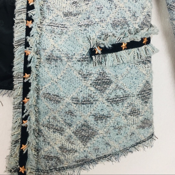 Maison Scotch Tweed Stars Open Front Blazer Jacket - Picture 5 of 8